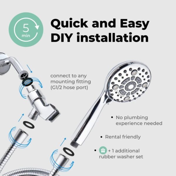 Leke Shower Head, 5-Speed Adjustment Mode Handheld Shower Head Pressurized Hand Spray - Image 5