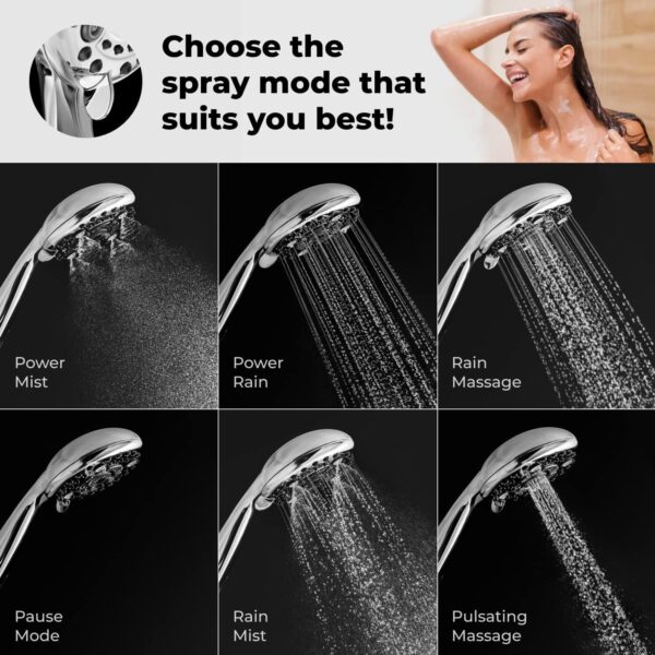 Leke Shower Head, 5-Speed Adjustment Mode Handheld Shower Head Pressurized Hand Spray - Image 2